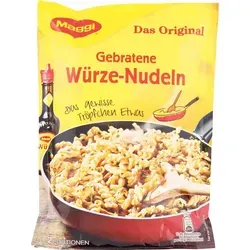 MAGGI Gebratene Würze Nudeln, herzhaft lecker für 2 Portionen - Die MAGGI Gebratene Würze Nudeln sind die perfekte Lösung für ein schnelles und leckeres Gericht. Mit feiner Würze, Zwiebeln und Karotten einfach in der Pfanne zubereiten und genießen. Ideal für die ganze Familie!