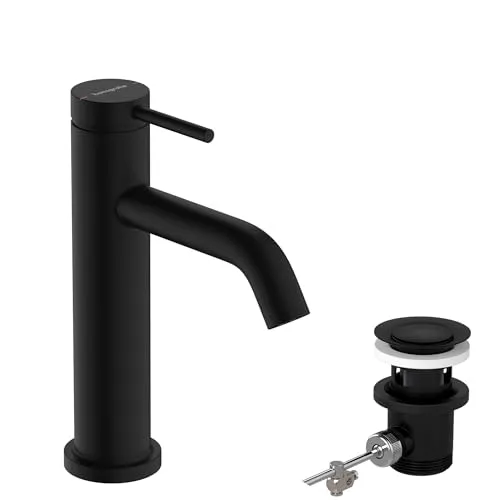 hansgrohe Tecturis S - Wassersparende Waschtischarmatur in Mattschwarz - Touch-On-Wasserhahn für Badezimmerwaschbecken mit EcoSmart+ Technologie, die nur 4 l/min nutzt und somit 20 % Wasser spart. Ideal für modernes Design und nachhaltigen Komfort.