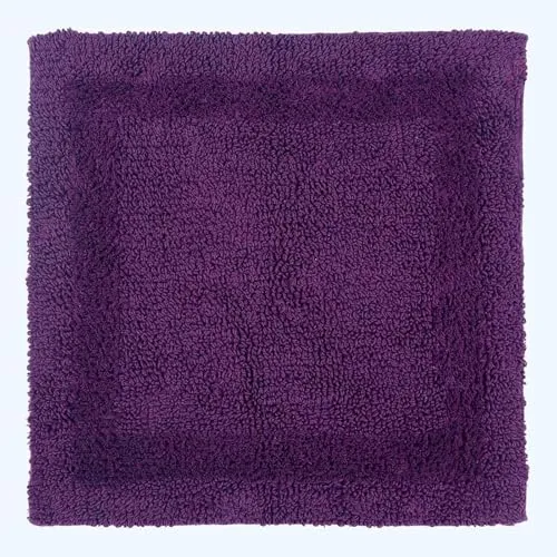 Homescapes Premium Duschvorleger lila, Duschteppich 50x50 cm mit Wende-Design, Kleiner Badteppich Baumwolle