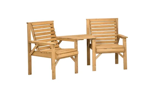 furnicato Garten-Essgruppe aus Tannenholz, 1-tlg, Braun, 66B x 65T x 90H cm - Genieße entspannte Stunden im Freien mit dieser stilvollen Garten-Essgruppe. Das robuste Tannenholz sorgt für Langlebigkeit, während die bequemen Sitze und der Tisch mit Sonnenschirmhalterung ideal für gesellige Momente sind.