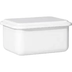 Riess Vorratsbehälter Emaille mit Deckel 15x11x7cm - Classic Weiss - Frischhaltedose aus Emaille, 800 ml, backofenfest und stapelbar. Ideal zum Aufbewahren, Servieren und hygienischen Lagern von Lebensmitteln.