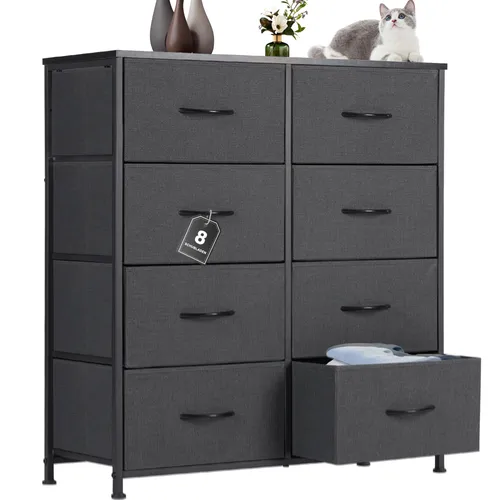 Stilvolle Kommode mit 8 Stoffschubladen – Praktischer Stauraum für jedes Zimmer - Multifunktions-Kommode mit 8 Schubladen für optimalen Stauraum. Ideal für Schlafzimmer, Kinderzimmer oder Flur. Aus robustem, umweltfreundlichem Material gefertigt. Einfach zu montieren und pflegeleicht.