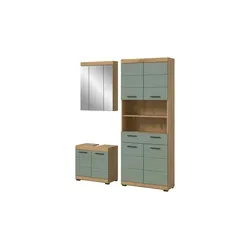 Mid.you Badezimmer Set, 3-teilig mit 10 Fächern - Badmöbel-Sets, aus FSC-zertifiziertem Kunststoff, bietet viel Stauraum mit 10 Fächern und 1 Schublade, ideal für ein ordentliches Badezimmer
