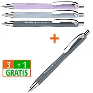 + 1 GRATIS: Schneider Kugelschreiber Slider Rave XB farbsortiert, Schreibfarbe: blau, 3 St. + GRATIS 1 St. 3
