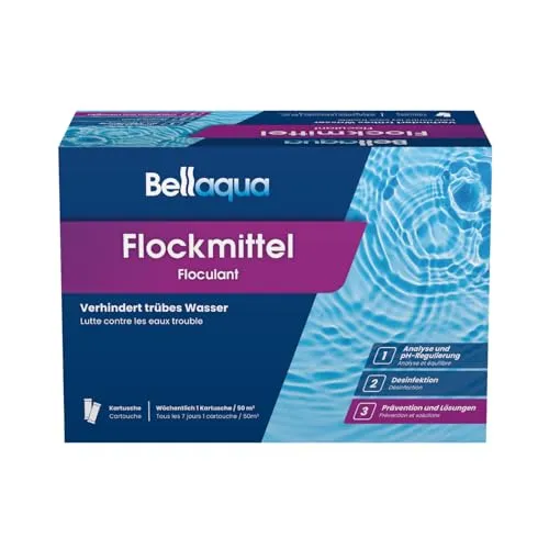 Bellaqua Flockkartuschen 1 kg - Flockungsmittel für Sandfilter/Filterglas - Kartusche Poolchemie, Wasserreinigung, Trübungsentfernung, Poolpflege für kristallklares Wasser