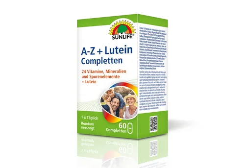 SUNLIFE A-Z Completten - Multivitamin Tabletten mit Lutein & Mineralien - Hochwertige Multivitamin Tabletten mit 24 essentiellen Nährstoffen für Ihre tägliche Versorgung. Praktische Einnahme: Einmal täglich eine Tablette für optimale Unterstützung.