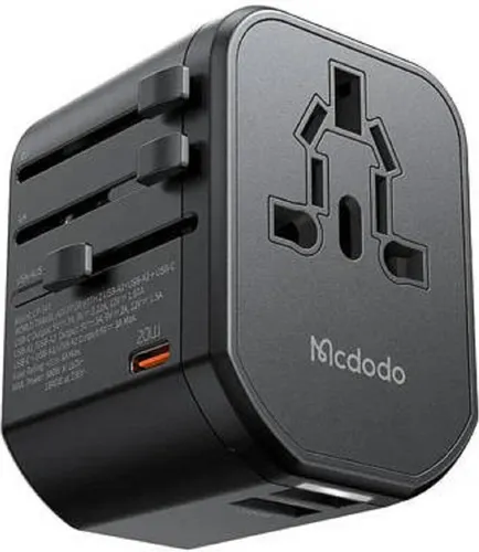 Mcdodo Universal-Wandladegerät CP-3471, PD 20W (schwarz) - Netzteile & Ladegeräte – Universelles Ladegerät für über 200 Länder, 3 Anschlüsse und superschnelles Laden mit bis zu 20W, ideal für Reisende.