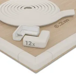Hoffenbach Kantenschutz Set aus Schaumstoff, weiß - Kindersicherungen, schützt effektiv vor Gefahren im Zuhause mit selbstklebendem, schadstoffgeprüften Schaumstoff und 3M Klebeband für bombenfesten Halt.