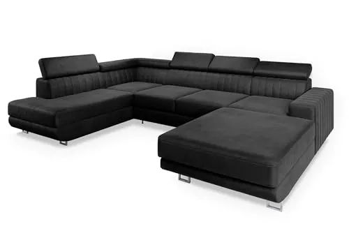 Masseno Ecksofa SIENA L-S mit Schlaffunktion - Ecksofa mit Bettkasten, elegantes Design und praktischer Stauraum für Bettzeug, ideal für Gäste und multifunktional im Wohnraum.