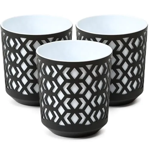 KONZEPT Blumentopf klein, Übertopf Ø 14cm, 3er Pflanzentopf Set für Zimmerpflanzen aus Plastik