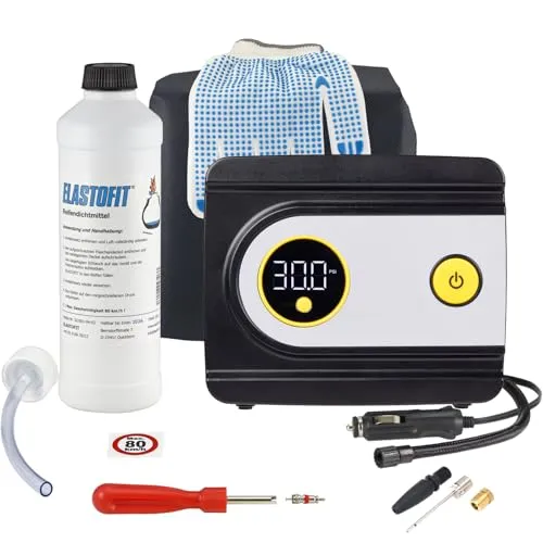 ELASTOFIT Reifen Pannenset mit Kompressor Reifendichtmittel 10 Jahre haltbar (Basic IID)