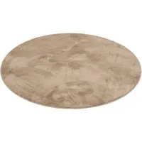 Pergamon Hochflor Teppich, Taupe, Rund 120x120 cm - Luxuriöser Hochflorteppich aus 100% Polyester, weich und pflegeleicht, mit rutschfester Unterseite für sicheren Halt. Ideal für zeitgemäße Wohnräume.