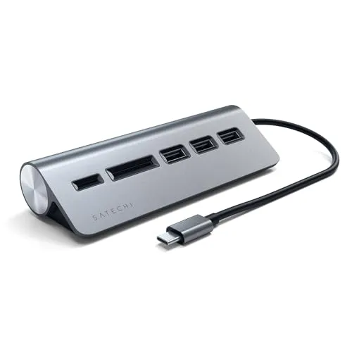 SATECHI USB-C Hub für Desktop - 3 USB-A 3.0 Ports & Kartenleser - USB-Hub mit ultra-schnellen 5Gbps Datenübertragungen, ideal für MacBook Pro, Air und mehr. Verwandelt einen USB-C-Anschluss in eine leistungsstarke Dockingstation für maximale Produktivität.