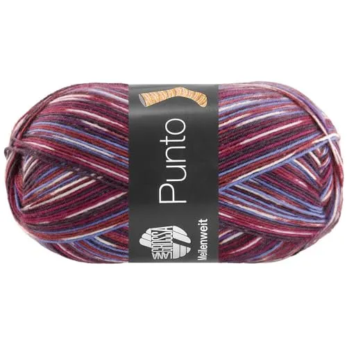 LANA GROSSA Meilenweit 100 Punto | Sockenklassiker, bedruckt und waschmaschinenfest | Handstrickgarn aus 80% Schurwolle & 20% Polyamid | 100g Wolle zum Stricken & Häkeln | 420m Garn FB 6302