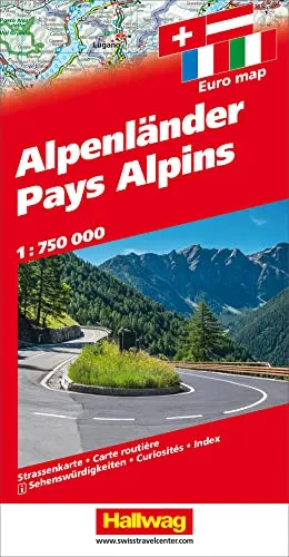Alpenländer Strassenkarte 1:750 000: Sehenswürdigkeiten, Index (Hallwag Strassenkarten)
