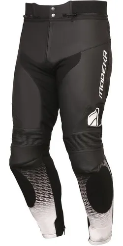Modeka Yron Motorrad Lederhose, schwarz-weiss, Größe 56 für Männer - Hochwertige Motorradhose mit perforierten AirFlow-Ledereinsätzen für optimale Belüftung. Ergonomische Passform und strapazierfähige Materialien sorgen für Komfort und Sicherheit beim Fahren.