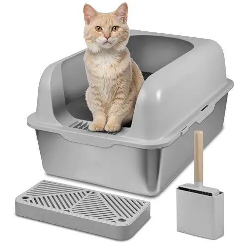 Pawesome - Katzenklo Edelstahl XXL - Katzentoilette Groß - Große Kapazität Auslaufsicher Gegen Verschüttungen Katzenklo, mit Katzenstreuschaufel