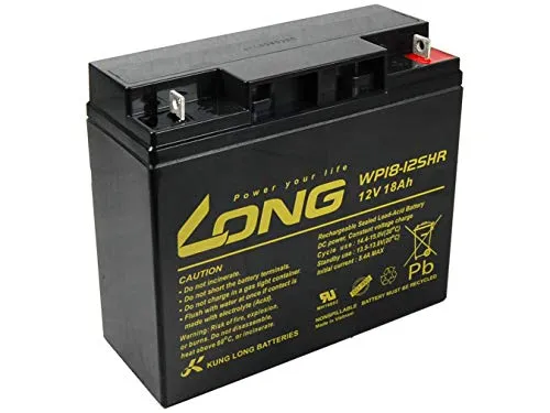 LONG Blei-Säure Akku 12V 18Ah F3 HighRate (WP18-12SHR) - Werkzeugakku mit hoher Entladeleistung, ideal für anspruchsvolle Anwendungen und zuverlässige Energieversorgung.