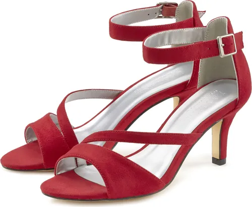 LASCANA Sommerschuh Sandalette, Damen, Gr. 39, rot - Feminine High-Heel-Sandalette mit veganem Obermaterial und 7 cm Absatzhöhe, ideal für warme Sommertage.