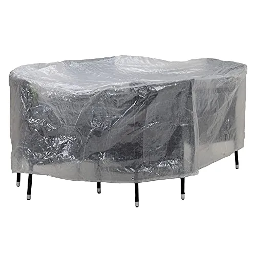 Acamp Abdeckung für Gartenmöbel 100% wasserdicht | Perfekt für ovale Sitzgruppen bis 180x125 cm | Reißfeste Gartenmöbel Abdeckung | Schutzhülle Gartenmöbel winterfest | Abdeckhaube transparent