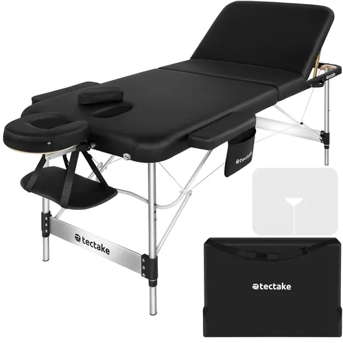 TecTake 3 Zonen Massageliege Ko Tao - Tragetasche & Aluminiumgestell - Massageliegen für Zuhause und unterwegs, höhenverstellbar mit komfortabler Polsterung aus Feinzellschaumstoff für optimale Entspannung.