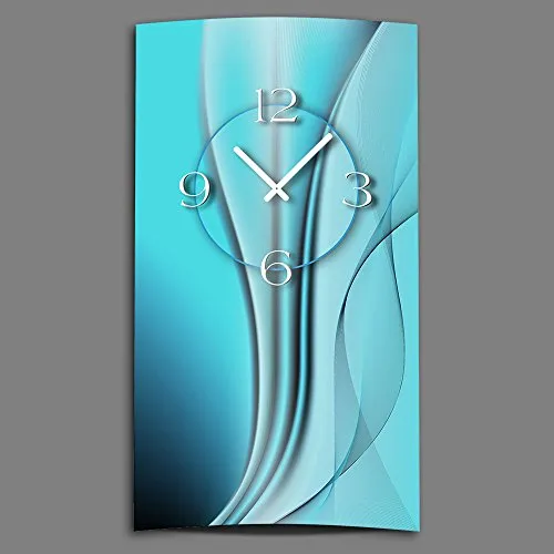 dixtime Abstrakt Petrol hochkant Designer Wanduhr modernes Wanduhren Design leise kein Ticken 3DS-0020