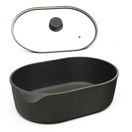 Hoffmann Gänsebräter 40x27 cm – antihaftbeschichteter Aluguss Bräter mit Deckel - Großer 8,5 Liter Bräter für gleichmäßige Hitzeverteilung, ideal für Induktion und Backofen. TÜV-geprüfte Qualität für perfekte Kochresultate.