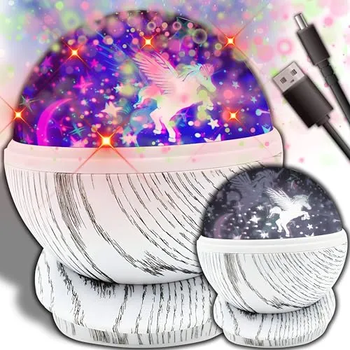 Retoo Sternenhimmel Projektor Nachtlicht Kinder mit 360° Rotation, LED Nachttischlampe mit 7 Farben Licht, Lampe für Kinderzimmer USB oder batteriebetrieben, Geschenke für Baby, Junge, Mädchen