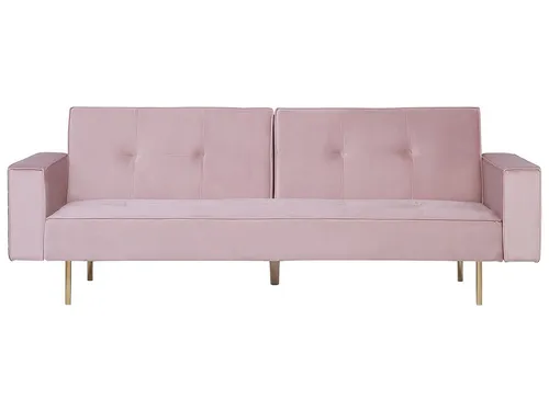 Schlafsofa 3-Sitzer VISNES Samtstoff Rosa in gold von Beliani