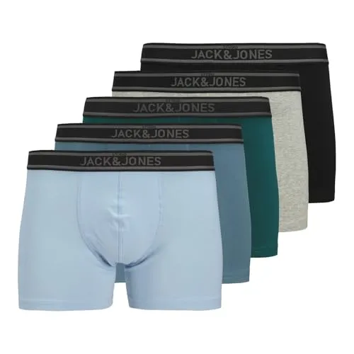 JACK & JONES Herren Unterhosen Shorts 5er Pack, Mehrfarbig, Größe S - Praktisches 5er Pack Boxershorts aus Baumwolle mit elastischem Taillenbund. Ideal für den täglichen Komfort, verleihen diese Shorts einen modernen und maskulinen Look.