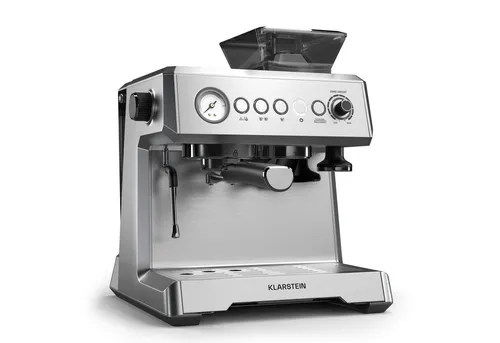 Klarstein GrandPresso Siebträgermaschine mit Mahlwerk – 20 Bar für perfekten Espresso - Dampf-Espressomaschinen mit integriertem Präzisionsmahlwerk für frisch gemahlenen Kaffee und reichhaltige Crema – ideal für Kaffeeliebhaber.