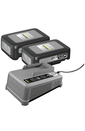 Kärcher Professional Starter Kit Battery Power+ 18/30 - Akkus & Aufladegeräte, inklusive 18-Volt-Schnellladegerät und zwei leistungsstarken 3 Ah Li-Ion Akkus für maximale Effizienz.
