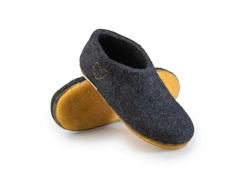 naturling Damen Boots Hausschuh (halbhohe Pantoffel mit) rutschfeste Kautschuksohle