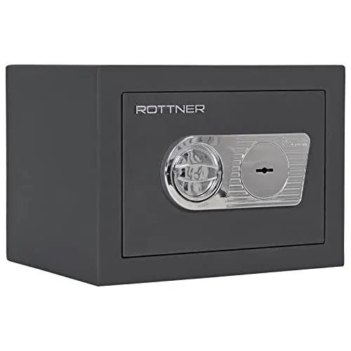 Rottner Toscana 26 Wertschutzschrank - Safes mit Sicherheitsstufe EN 1 und bedingtem Feuerschutz, ideal für Dokumente und Wertgegenstände, inklusive bohrgeschütztem Doppelbartschloss und Befestigungsmaterial.