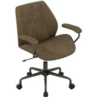 Costway Ergonomischer Drehstuhl Olivgrün mit Gepolsterten Armlehnen - Bequemer und stilvoller Bürostuhl mit Wildlederbezug, ergonomischer Rückenlehne und flexiblen Einstellungen für optimalen Komfort. Ideal für Büro und Zuhause.