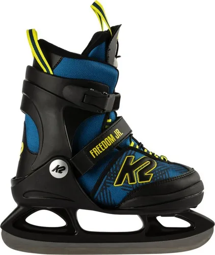 K2 Unisex Jugend Freedom Ice Eishockey - Blue Yellow, Größe 35, hohe Knöchelstütze und einfaches An- und Ausziehen