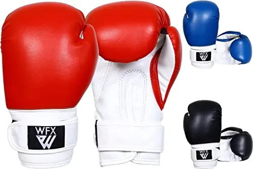 WFX Kinder-Boxhandschuhe für Kampfsport Sparring Junior-Praxishandschuhe strapazierfähiges Leder MMA-Trainingshandschuhe für Boxsäcke Schlaghandschuhe Muay Thai Kickboxen Jungen und