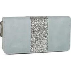 styleBREAKER Geldbörse mit umlaufendem Pailletten Streifen, Reißverschluss, Portemonnaie, Damen 02040056 - Blau