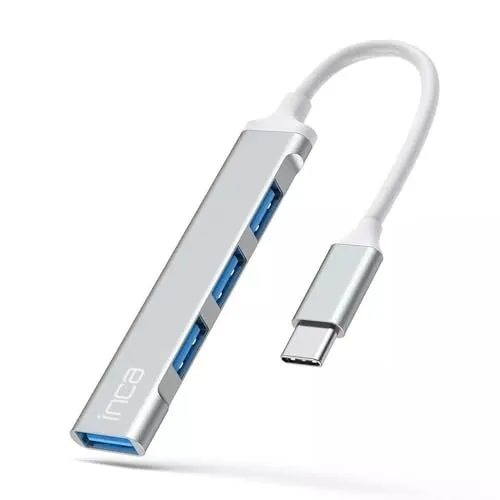 inca USB C Hub, IUSB-04TX 4-Port USB 3.0 mit 5Gbps USB Splitter, USB-C Hub Docking Station mit 1XUSB 3.0 und 3XUSB 2.0 für MacBook, Dell, Thinkpad- Aluminiumgehäuse