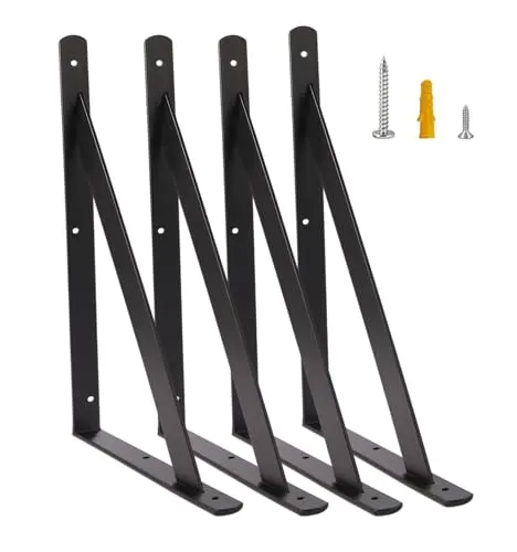 Joumoswk Schwerlastwinkel 4 Stück I 295 x 457 mm I Schwerlastkonsole REGALTRÄGER mit Schrauben I Wandhalterung Regal Tragkraft 100 kg I Regalträger | Wandmontage Konsole (18 Zoll)