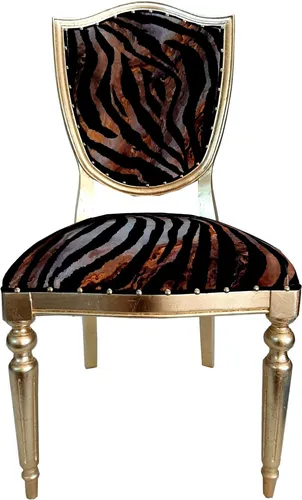 Casa Padrino Art Deco Luxus Esszimmer Stuhl Leopard / Gold in gold von Casa Padrino