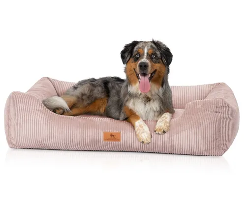 Knuffelwuff Tierbett Hundebett Olivia aus Cord - Hochwertiges Hundebett aus Cord mit abnehmbarem Bezug für einfache Reinigung. Ideal für Allergiker und sorgt mit Schaumstoffflocken für optimalen Komfort und Gelenkschutz.
