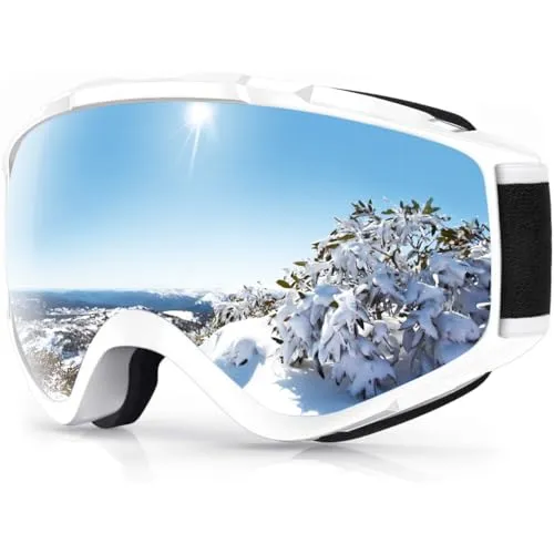 Findway Skibrille, Snowboard Brille für Brillenträger Herren Damen Erwachsene Jugendliche OTG UV-Schutz Kompatibler Helm Anti Fog Skibrillen Sphärisch Verspiegelt