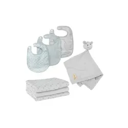 roba Geschenkset Baby Essentials 'Lil Planet' - Bio-Baumwolle GOTS - Geschenkset für Babys mit 3 Lätzchen, 3 Textilwindeln und einem Schmusetuch aus schadstofffreier Bio-Baumwolle. Hautfreundlich, nachhaltig und ideal zur Geburt.