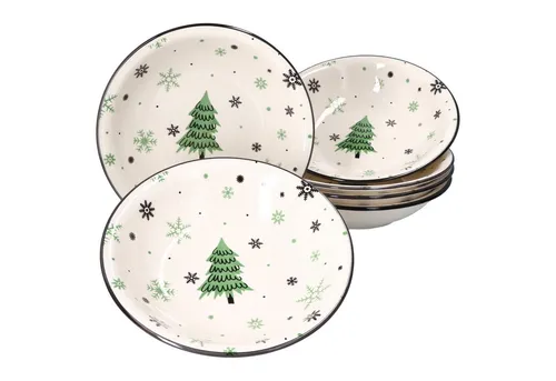 MamboCat Weihnachtsbaum Suppenteller 6er Set in weiß von MamboCat