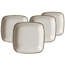 Ritzenhoff & Breker Casa Suppenteller Set - beige, 22 cm - Teller Set aus Porzellan, 4 Stück, spülmaschinenfest. Charmanter Vintage-Look mit einzigartigen Farbsprenkel-Effekten für individuelle Tischgestaltungen.