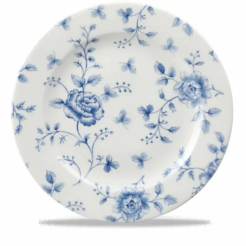 Flache Platte Praghe Rosen Chinitz Blau von Churchill