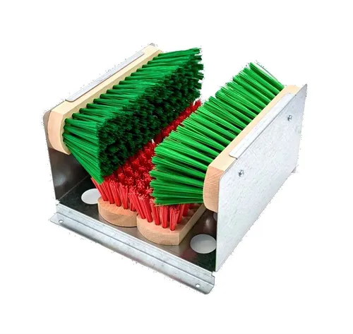 BawiTec Profi Schuhputzmaschine – Robuster Schuh- und Stiefelreiniger - Schuhputzmaschine aus galvanisiertem Stahlblech mit Wasser- und Schmutzablauf. Inkl. 4 austauschbaren Reinigungsbürsten, ideal für Innen- und Außenbereich.