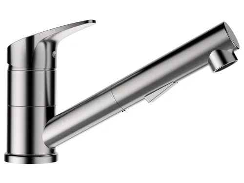 SCHOCK® Küchenarmatur Evinas Edelstahl - Hochwertige Armatur aus massivem Edelstahl mit ausziehbarer Schlauchbrause und einfacher Umschaltfunktion zwischen Strahl- & Brausemodus – ideal für moderne Küchen.