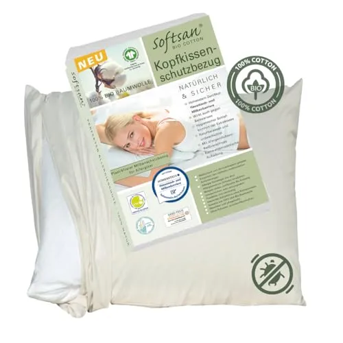 Softsan Kissen Encasing aus Bio Baumwolle | Anti Milben Schutzbezug | Weltneuheit | Viele Größen (35 x40 cm)